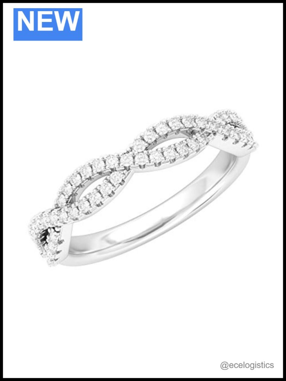 Sterling Silver Infinity Twist Half Eternity Simulated Diamond Ring